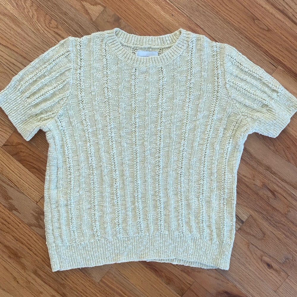LUCKY Brand Ivory XL Cotton Blend Pullover short sleeve sweater